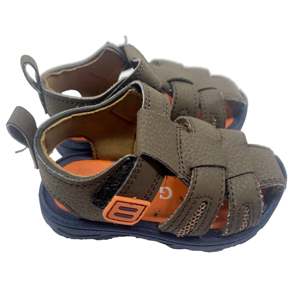 GERBER Toddler Leather Sandals‎ with Orange Liner & Rubber Soles SIZE 4